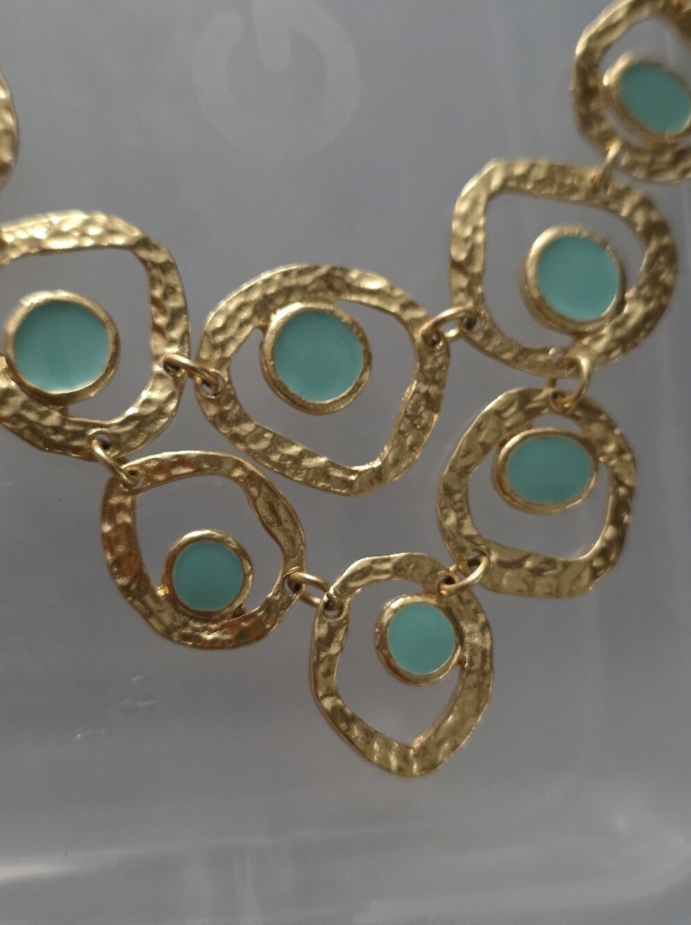 Karine Sultan Circle Turquoise Necklace Bracelet Set Gold Statement Y2K Paris